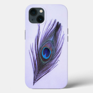 Etui iPhone 13 Plumes de paon violet sur violet