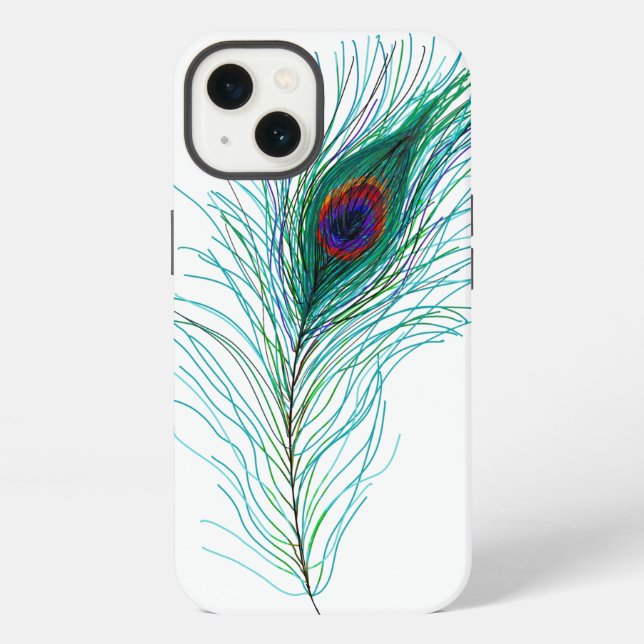 Coque iPhone Plumes Peacock à main (Verso)