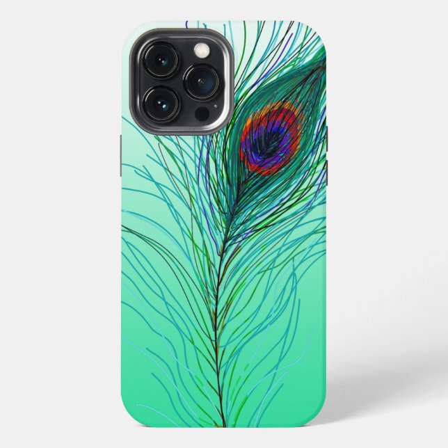 Coque iPhone Plumes Peacock à main (Verso)