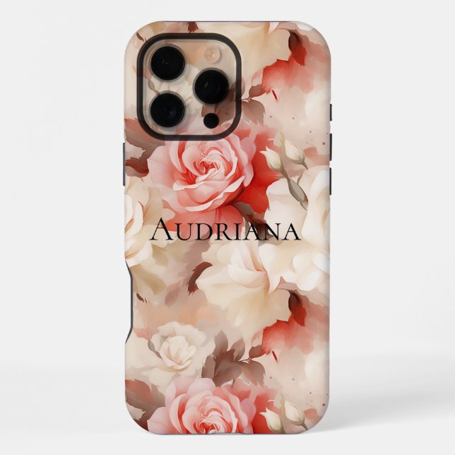 Coque iPhone Plutôt Rose Crème Blush Floral (Verso)
