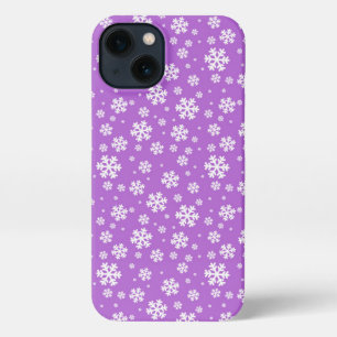 Etui iPhone 13 Pneus blancs sur Motif d'hiver violet