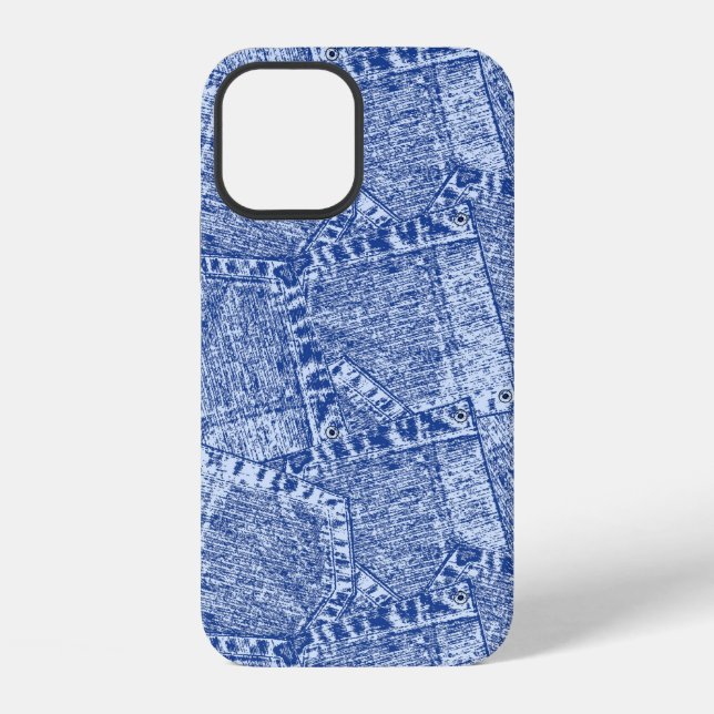 Coque iPhone Poches de denim abstraites Patchwork Motif sans co (Verso)