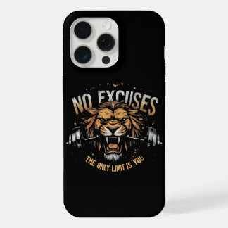 Coque iPhone 15 Pro Max Poids motivants sans excuses et Lion Gym