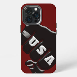 Etui iPhone 13 Pro Poignée de main américaine avec le drapeau américa