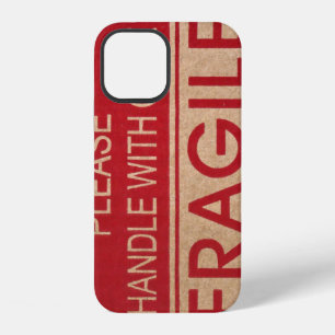 Coque iPhone 12 Poignée drôle avec soin, pancarte fragile Case-Mat