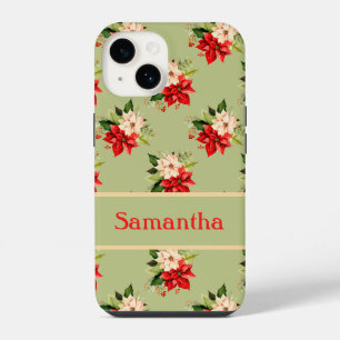 Coque Pour iPhone 14 Poinsettia de Noël élégant Botanique Floral