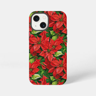Etui iPhone 13 Mini Poinsettias et feuilles de houx
