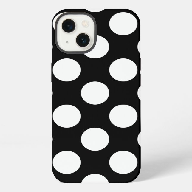 Coque iPhone Point noir et blanc rétro (Verso)