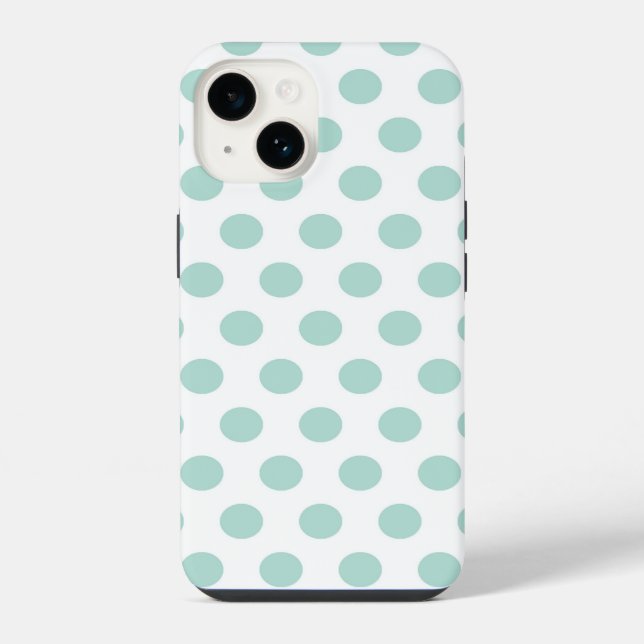 Coque iPhone Point Polka à la menthe (Verso)