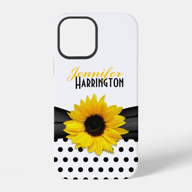 Coque iPhone Pointe Chic de Polka de tournesol (Verso)