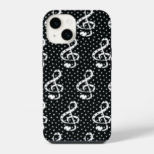 Coque Pour iPhone 14 Pointe de polka noir et blanc