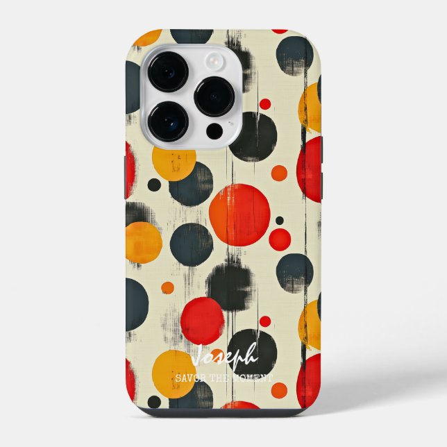 Coque iPhone Points Abstraits joués avec nom et message personn (Verso)