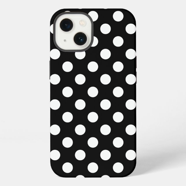 Coque iPhone Points blancs sur étui Case-Mate pour iPhone noir (Verso)