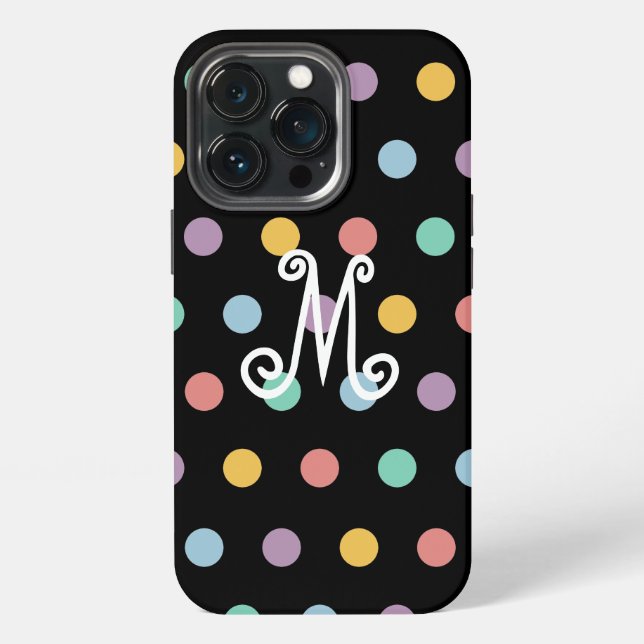Coque iPhone Points colorés multicolores Monogramme (Dos)
