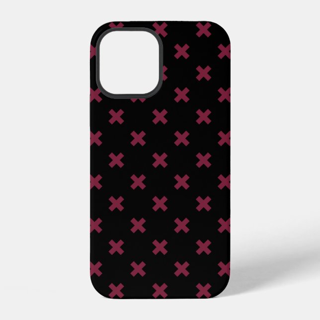 Coque iPhone Points de croix mûre sur fond noir (Verso)