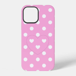 Coque iPhone 12 Points et Cœurs, Rose Mignon