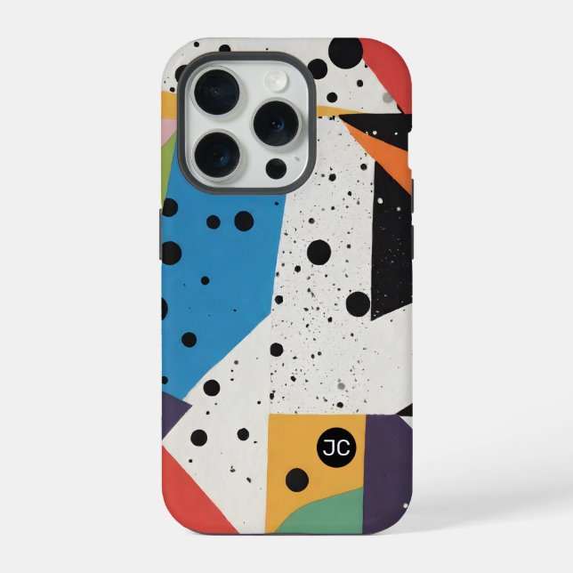 Coque iPhone Points noirs en papier collage (Verso)