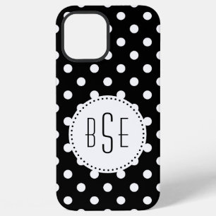 Coque iPhone 12 Pro Max Points noirs et blancs avec monogramme