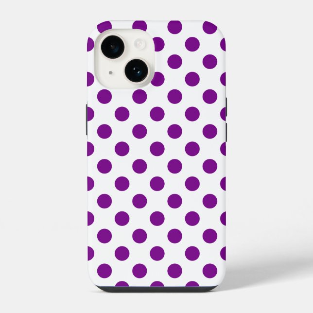 Coque iPhone Points noirs et blancs et violets (Verso)
