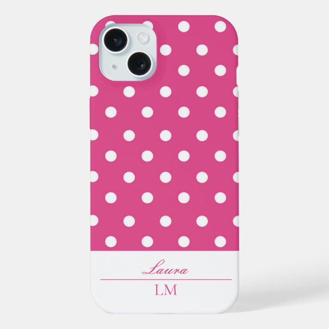 Coque iPhone Points noirs et blancs girly élégants (Verso)