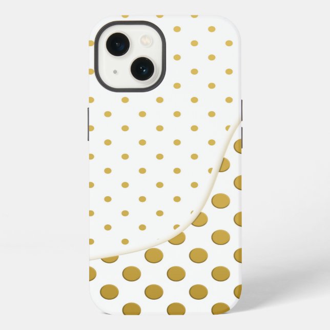 Coque iPhone Points polka en or et blanc (Verso)