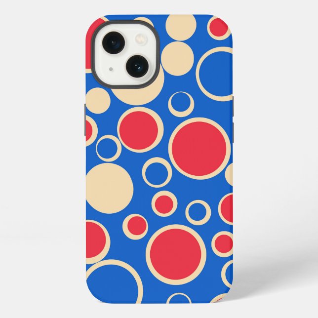 Coque iPhone Points Rouge Et Bleu Sur Bleu (Verso)