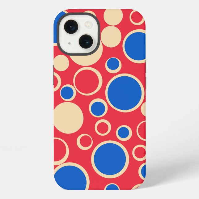 Coque iPhone Points Rouge Et Bleu Sur Rouge (Verso)