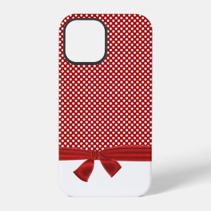 Coque iPhone 12 Pro points rouges et blancs avec noeud