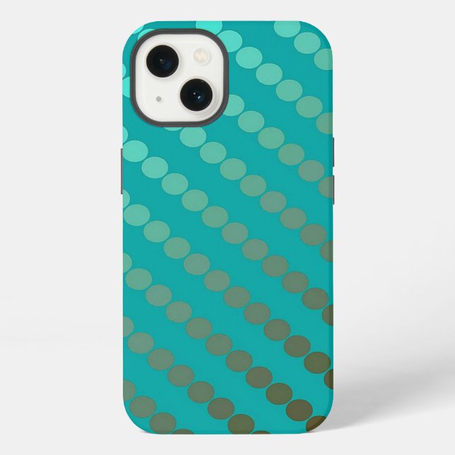 Coque iPhone Points satinés - turquoise et gris étain (Verso)