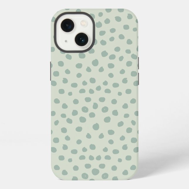 Coque iPhone Points Vert Sauge (Verso)