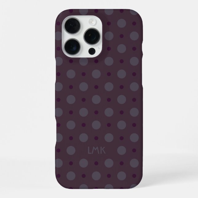 Coque iPhone Points violets sophistiqués Initiales Nom personna (Verso)