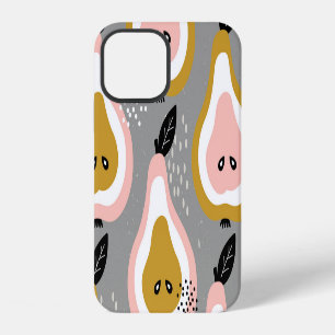 Coque iPhone 12 Poires colorées, motif vintage.