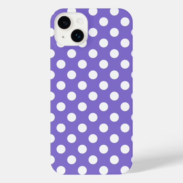 Coque iPhone Pois blancs sur perwinkle (Verso)