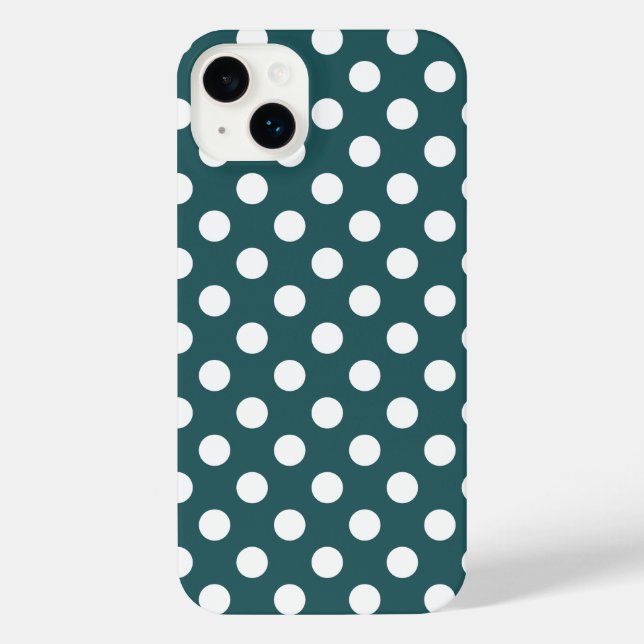 Coque iPhone Pois blancs sur turquoise (Verso)