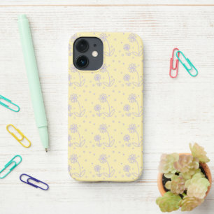Coque iPhone 12 Mini Pois et marguerites 2 - Pastel Jaune et Violet