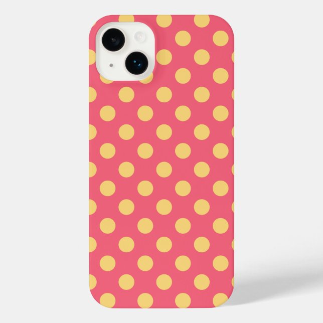 Coque iPhone Pois jaunes sur corail (Verso)