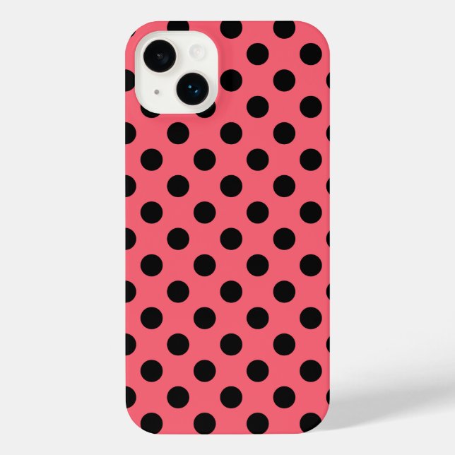 Coque iPhone Pois noirs sur corail (Verso)