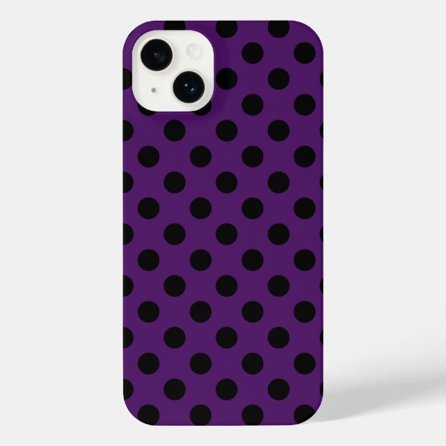 Coque iPhone Pois noirs sur prune violette (Verso)