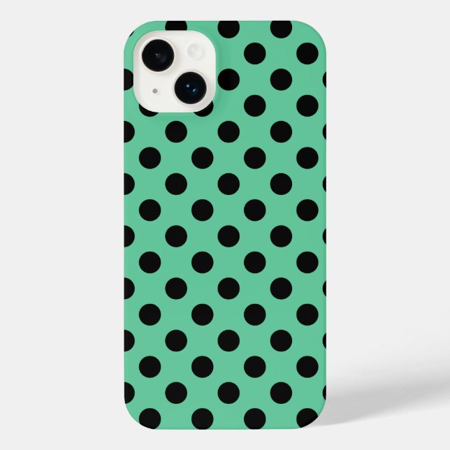 Coque iPhone Pois noirs sur vert menthe (Verso)