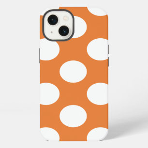Etui iPhone 13 Pois orange et blanc