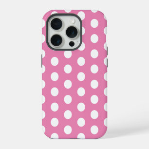 Coque iPhone 15 Pro Pois roses et blancs