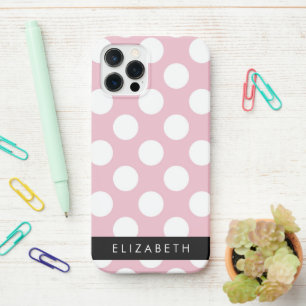 Coque iPhone 12 Pro Pois roses, Motif Pointe Polka, Votre Nom