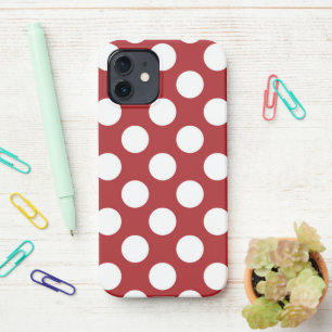 Coque iPhone 12 Pois rouges, Motif à points polka, points, pointil