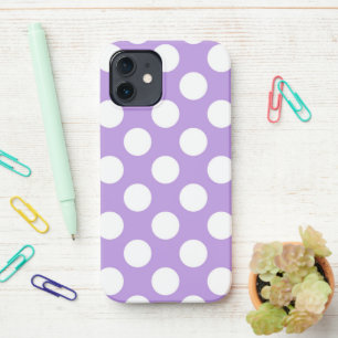 Coque iPhone 12 Pois violets, Motif à points Polka, points, pointi