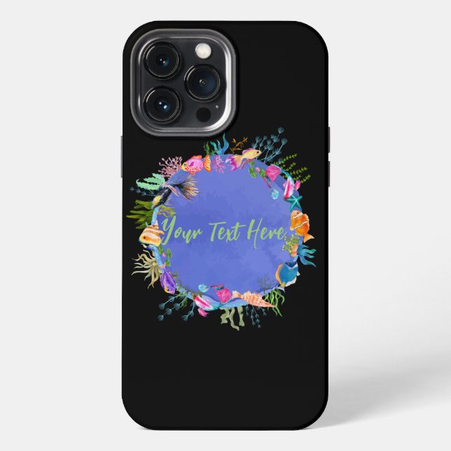 Coque iPhone Poisson Corail, Océan Bleu (Verso)