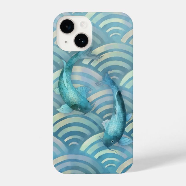 Coque iPhone Poisson de carpe bleue Koi (Verso)