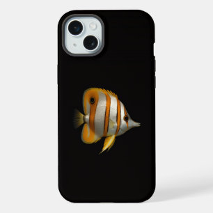 Coque iPhone 15 Plus Poisson-papillon de récif tropical Black 4 Luxe