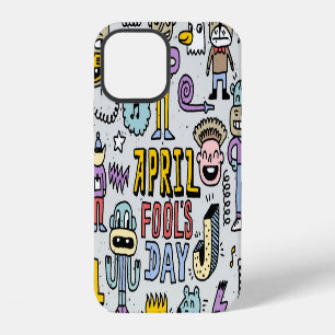 Coque iPhone 12 Poissons d'avril : Ensemble de gribouillis colorés
