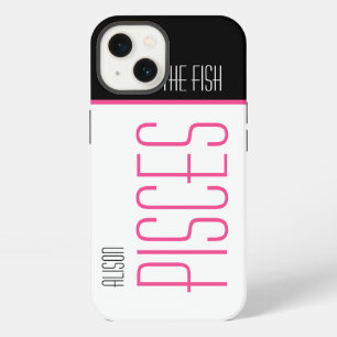Etui iPhone 13 Poissons Le Poisson Style Nom Texte Noir Rose