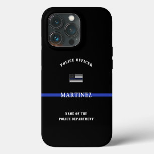 Etui iPhone 13 Pro Police de ligne bleue mince sur mesure Drapeau US